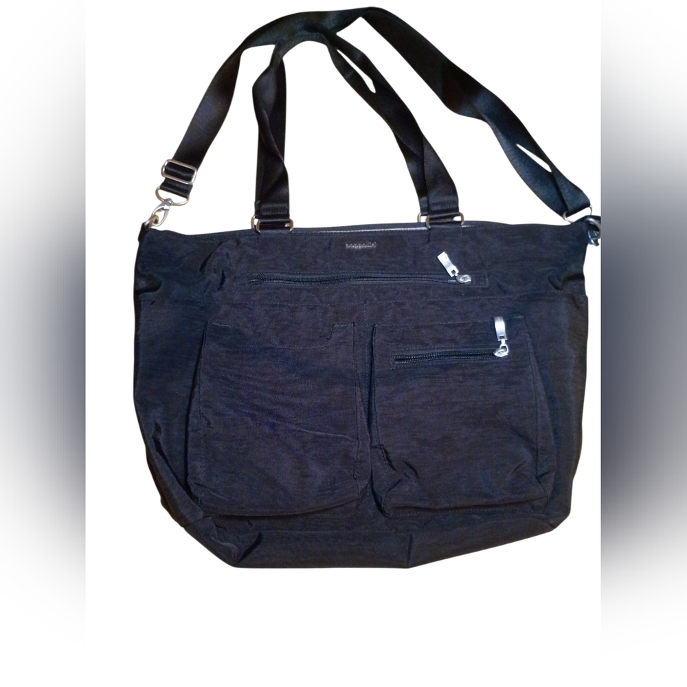 Baggallini Black Laptop Tote Crossbody Bag